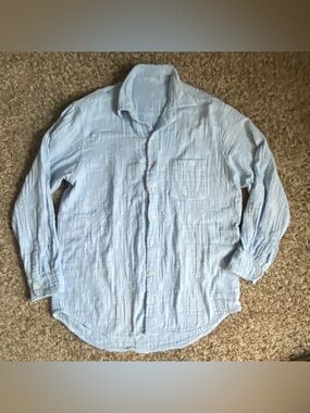 CP Shades Shirt Top Women’s M Light Blue Embroidered Soft 100% Cotton USA *FLAW